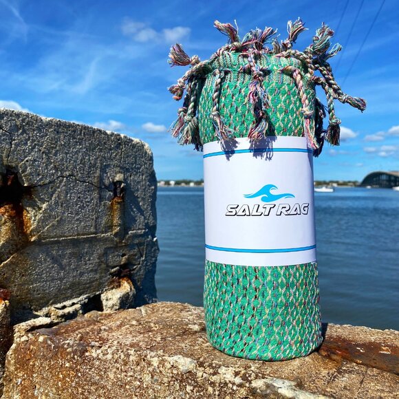 Salt Rag Beach Towel - "Green Hippie Rag" [Sand Free Turkish Beach Towel] - Picture 2 of 4